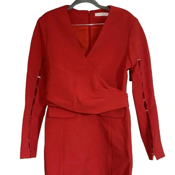 Jonathan Simkhai Red Staple Sleeve Compact Mini Sheath Dress Size Medium - Picture 8 of 16